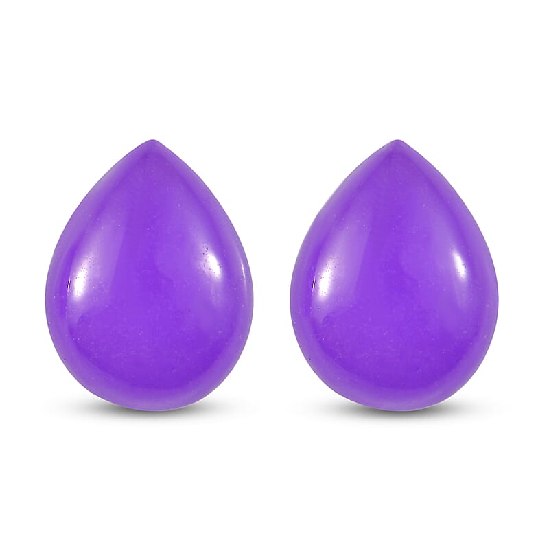 Purple Jade Set of 2 (Pear 9x7 mm) 2.69 ctw