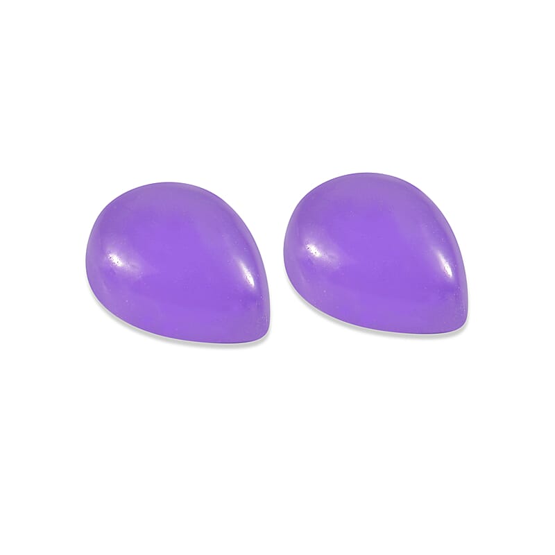 Purple Jade Set of 2 (Pear 9x7 mm) 2.69 ctw
