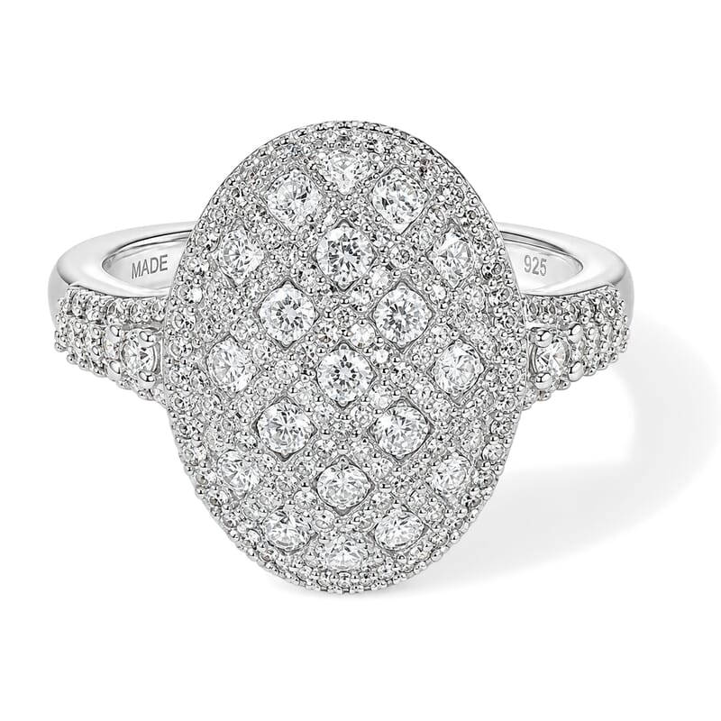 Luxuriant Lab Grown Diamond G-H SI 1.10 ctw Royal Lattice Elegance Ring in Rhodium Over Sterling Silver (Size 10.0)