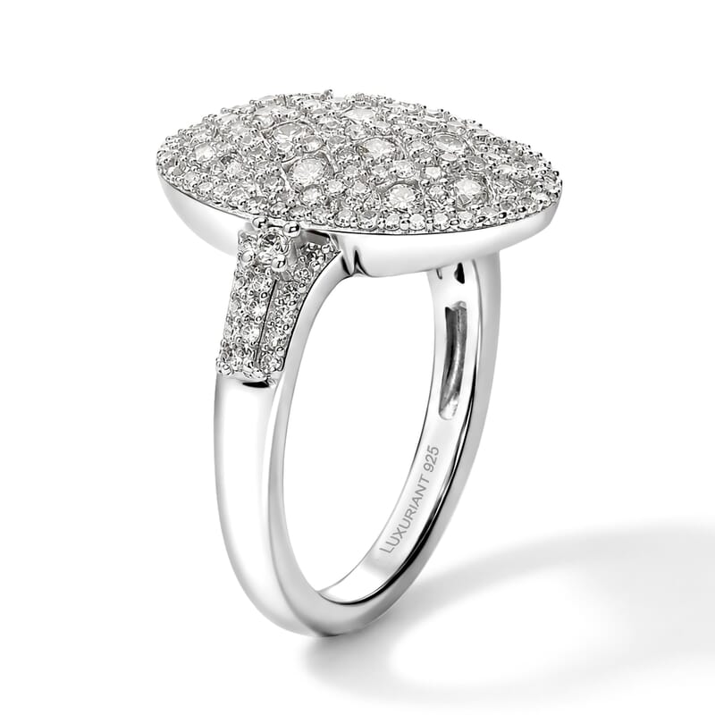 Luxuriant Lab Grown Diamond G-H SI 1.10 ctw Royal Lattice Elegance Ring in Rhodium Over Sterling Silver (Size 10.0)