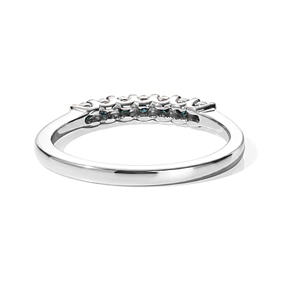 D'Joy Blue Diamond 0.20 ctw Eternal Spark Band Ring in Rhodium Over Sterling Silver (Size 6.0)
