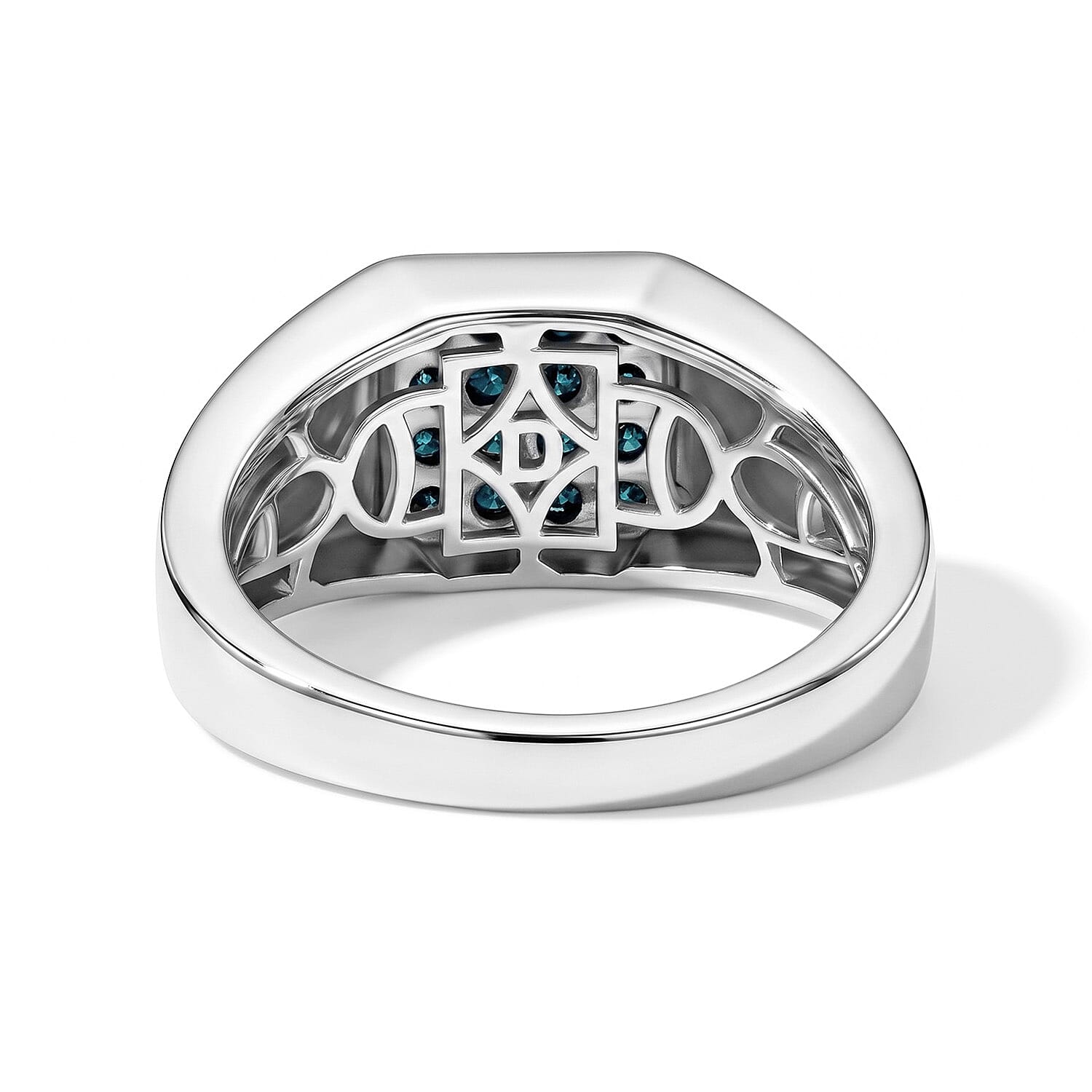D'Joy Blue Diamond 0.50 ctw Men's Ring in Rhodium Over Sterling Silver (Size 10.0)