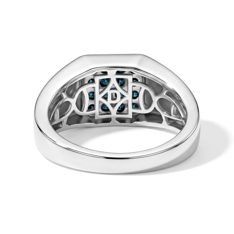D'Joy Blue Diamond 0.50 ctw Men's Ring in Rhodium Over Sterling Silver (Size 9.0)