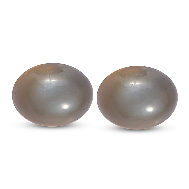 Grey Moonstone Set of 2 (Ovl 9x7 mm) 3.56 ctw