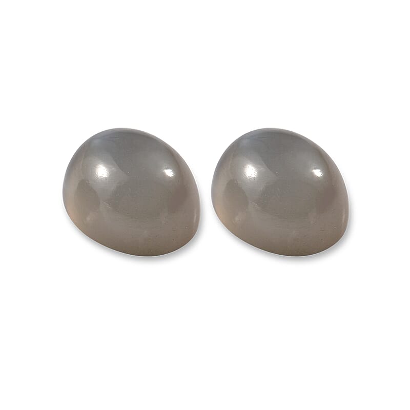 Grey Moonstone Set of 2 (Ovl 9x7 mm) 3.56 ctw