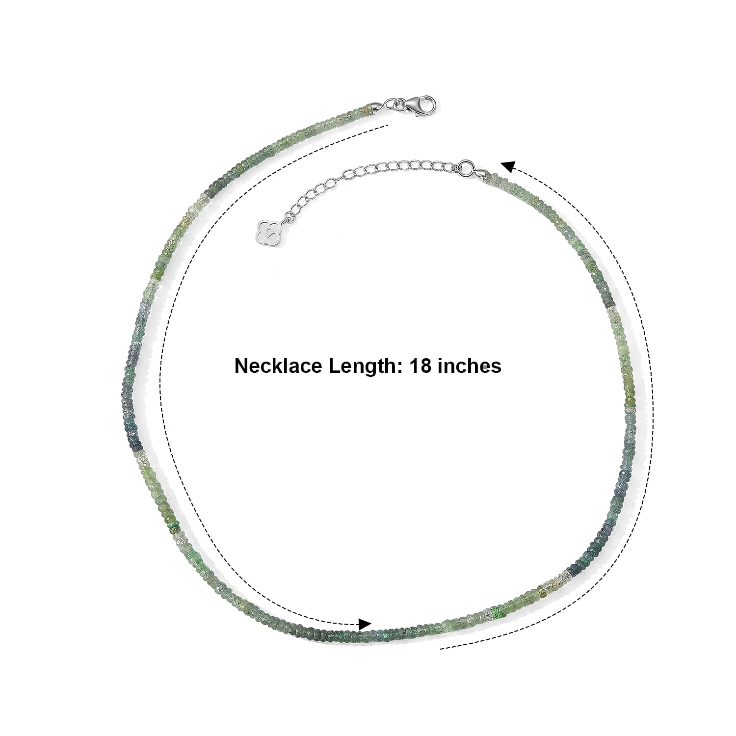 D'Joy Premium Kornerupine 52.00 ctw Necklace (18-20 Inches) in Rhodium Over Sterling Silver