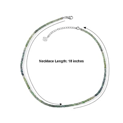 D'Joy Premium Kornerupine 52.00 ctw Necklace (18-20 Inches) in Rhodium Over Sterling Silver