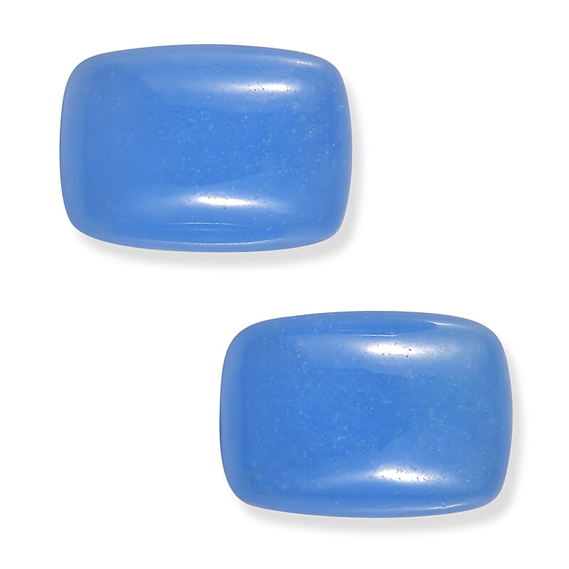 Light Blue Color Jade Set of 2 (Cush 7x5 mm) 2.25 ctw
