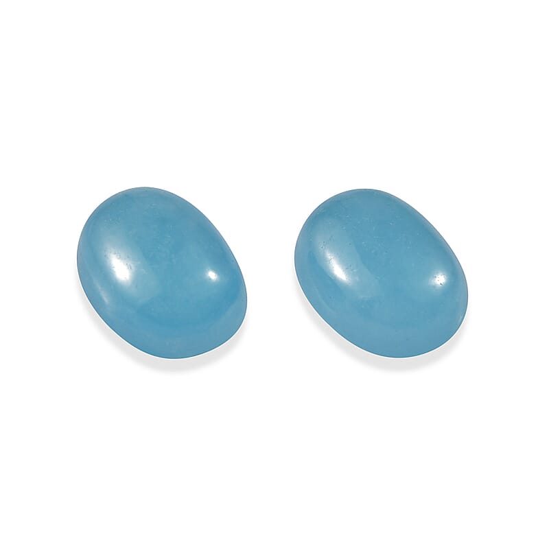 Light Blue Color Jade Set of 2 (Ovl 8x6 mm) 3.07 ctw