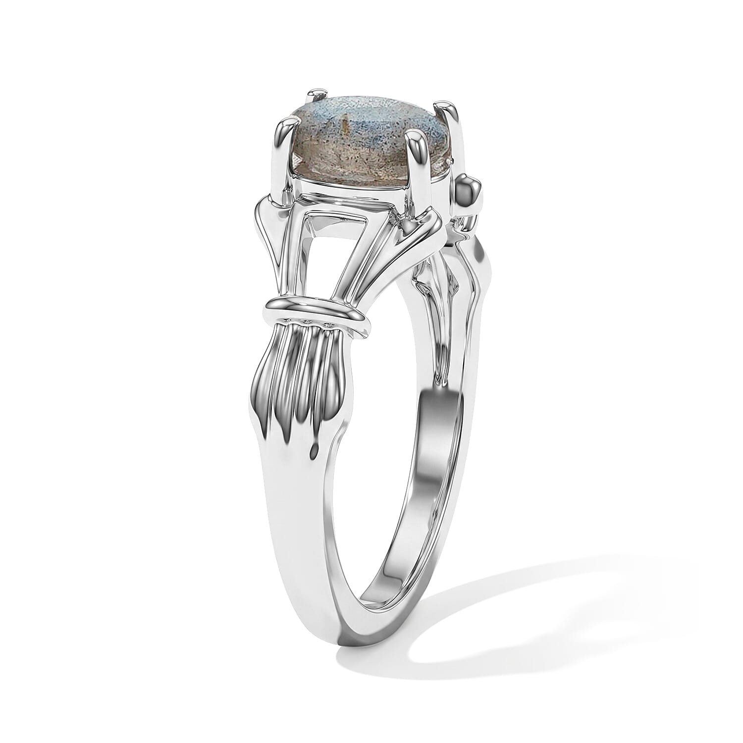 Labradorite 0.80 ctw Solitaire Ring in Sterling Silver (Size 7.0)