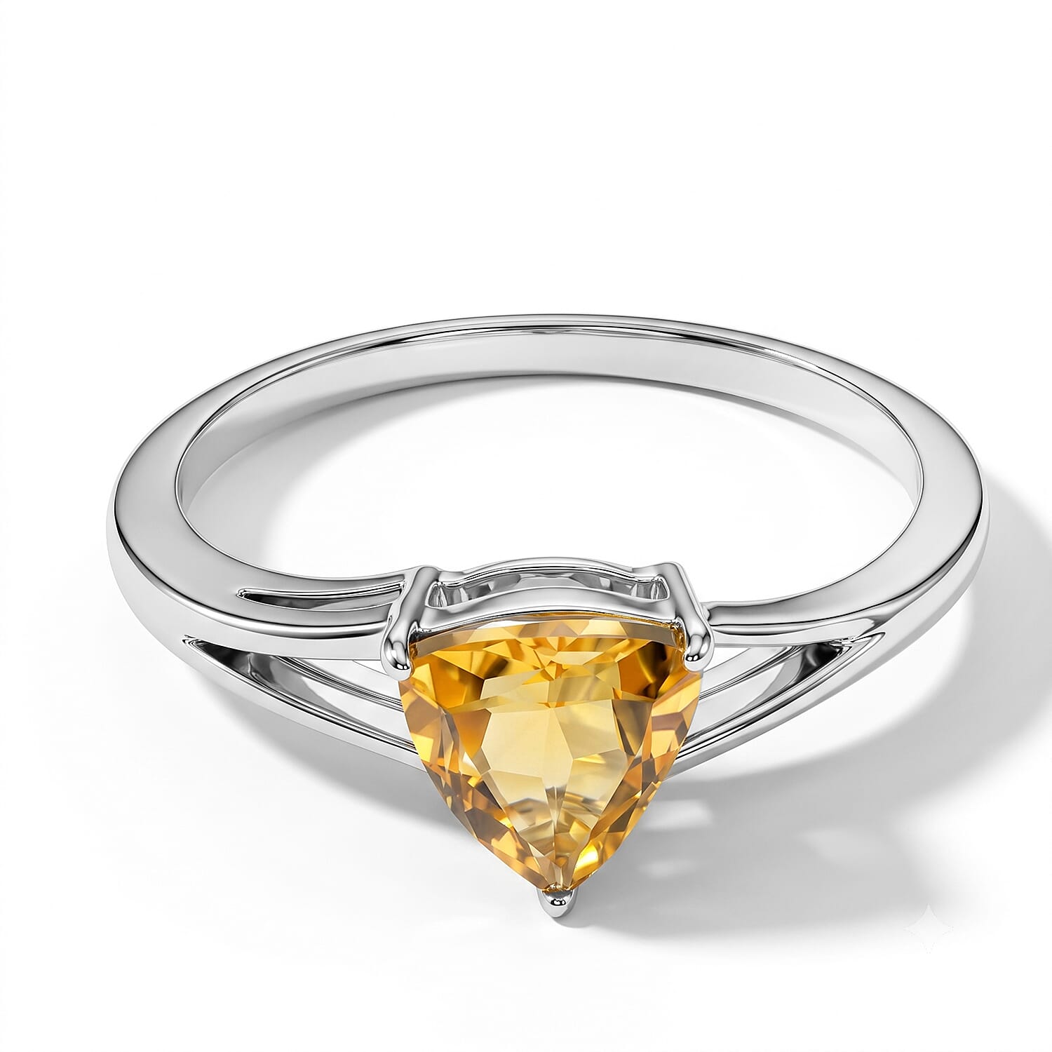 Simulated Yellow Diamond Solitaire Ring in Sterling Silver (Size 8.0)