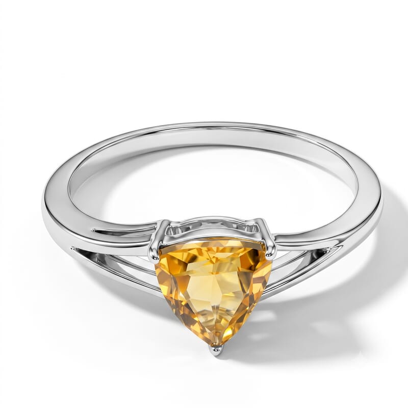 Simulated Yellow Diamond Solitaire Ring in Sterling Silver (Size 8.0)