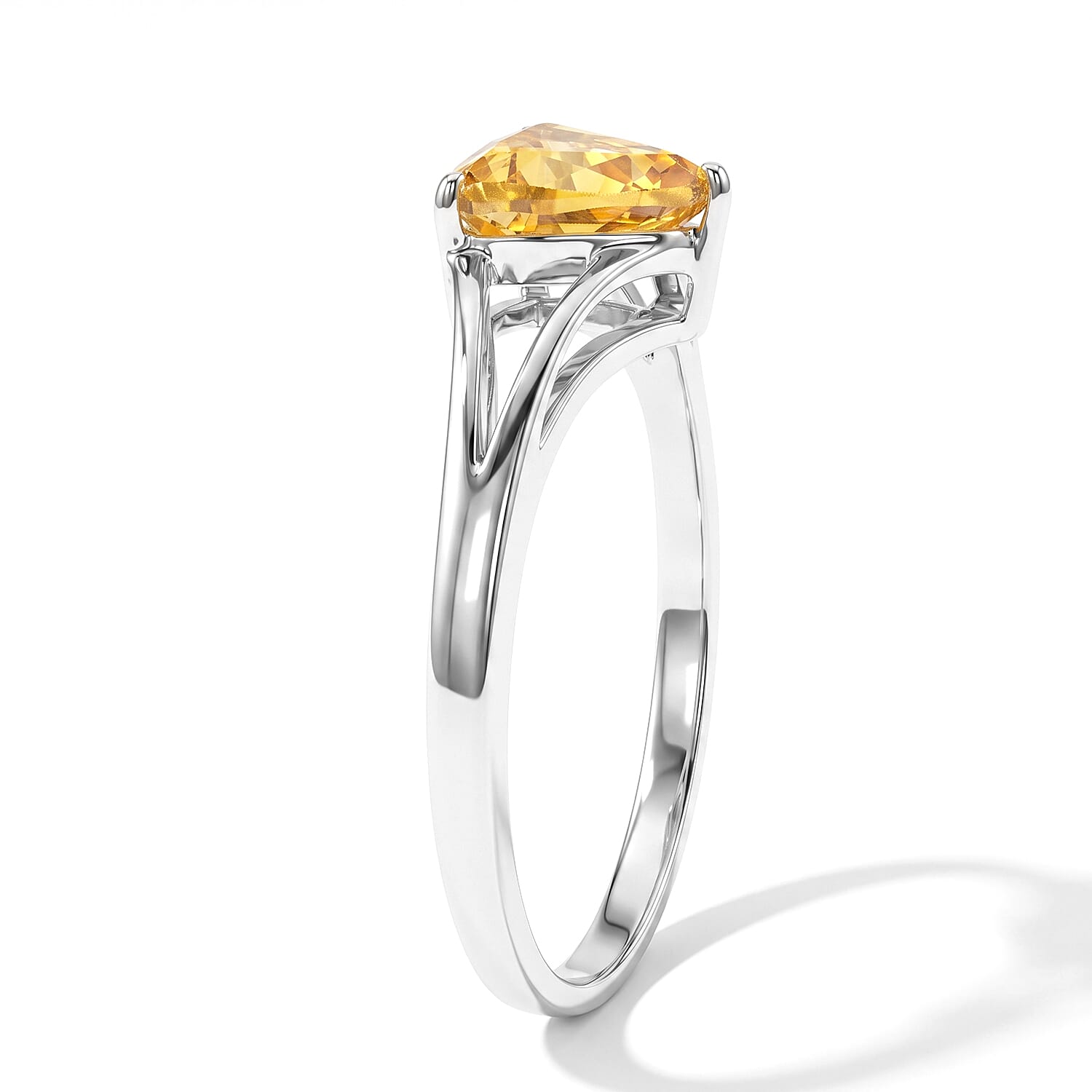 Simulated Yellow Diamond Solitaire Ring in Sterling Silver (Size 8.0)