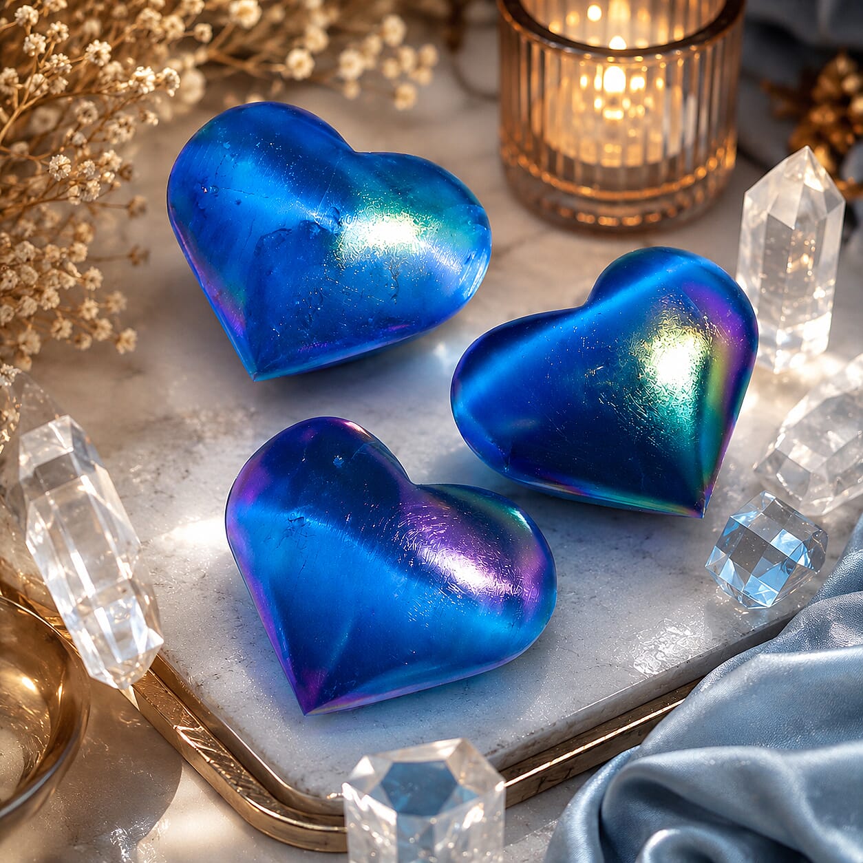 Dark Blue Aura Selenite Heart 580ctw