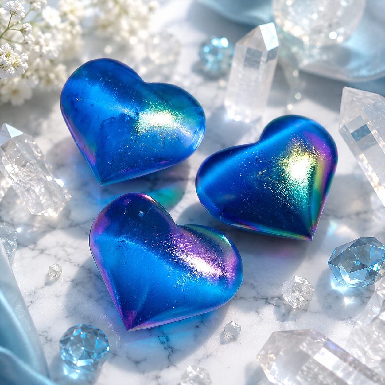 Dark Blue Aura Selenite Heart 580ctw