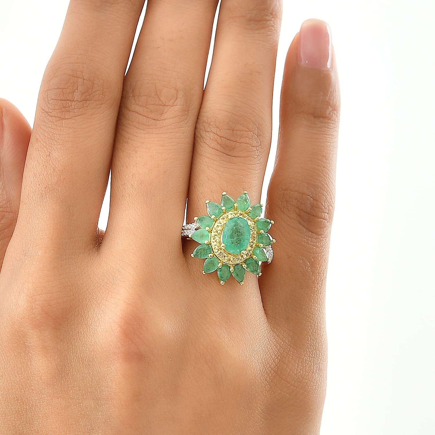 D'Joy Radiant Ember Garnet and Multi Gemstone 4.90 ctw Ring in 18K Vermeil Yellow Gold Over Sterling Silver (Size 7.0)