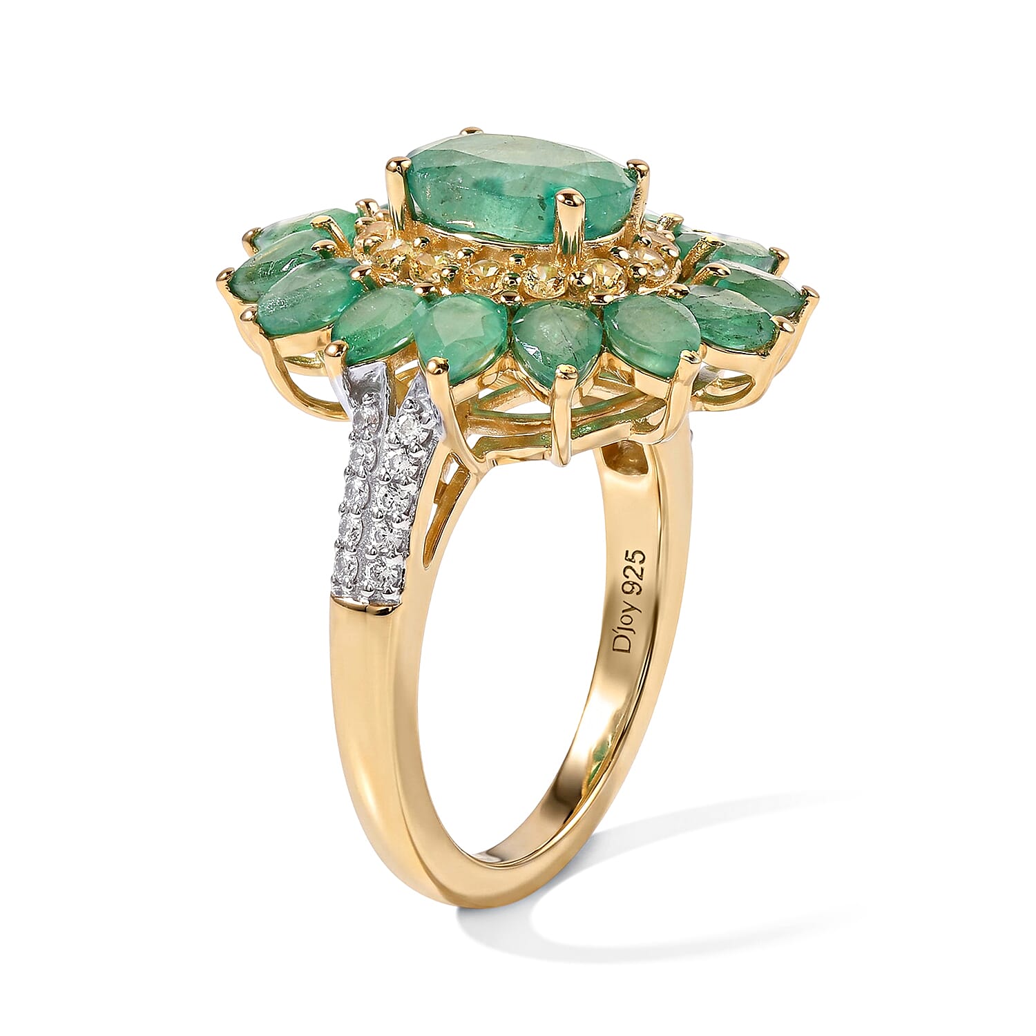 D'Joy Radiant Ember Garnet and Multi Gemstone 4.90 ctw Ring in 18K Vermeil Yellow Gold Over Sterling Silver (Size 7.0)