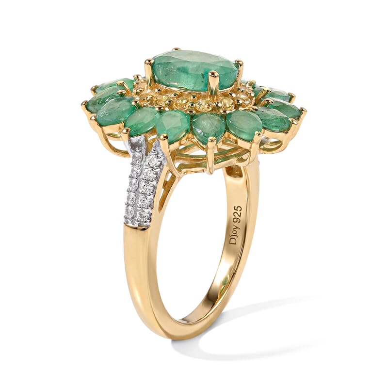 D'Joy Radiant Ember Garnet and Multi Gemstone 4.90 ctw Ring in 18K Vermeil Yellow Gold Over Sterling Silver (Size 7.0)
