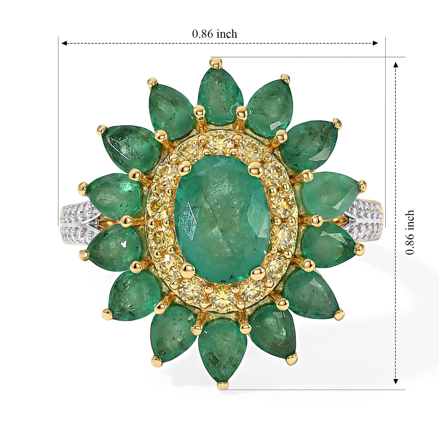 D'Joy Radiant Ember Garnet and Multi Gemstone 4.90 ctw Ring in 18K Vermeil Yellow Gold Over Sterling Silver (Size 7.0)