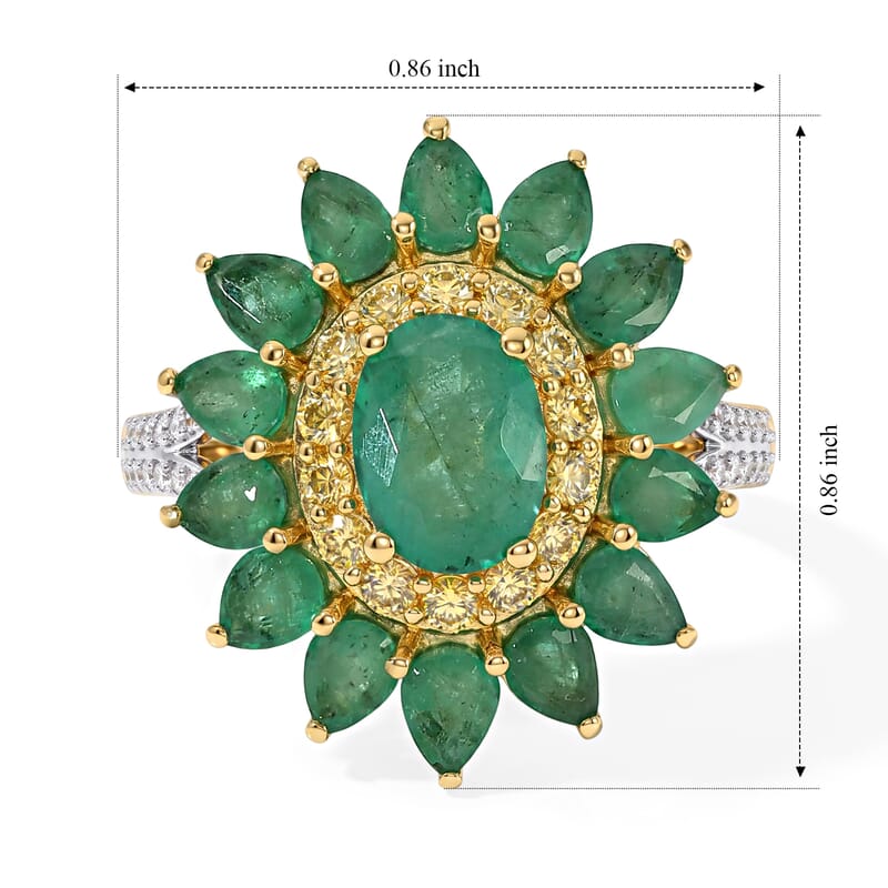 D'Joy Radiant Ember Garnet and Multi Gemstone 4.90 ctw Ring in 18K Vermeil Yellow Gold Over Sterling Silver (Size 7.0)