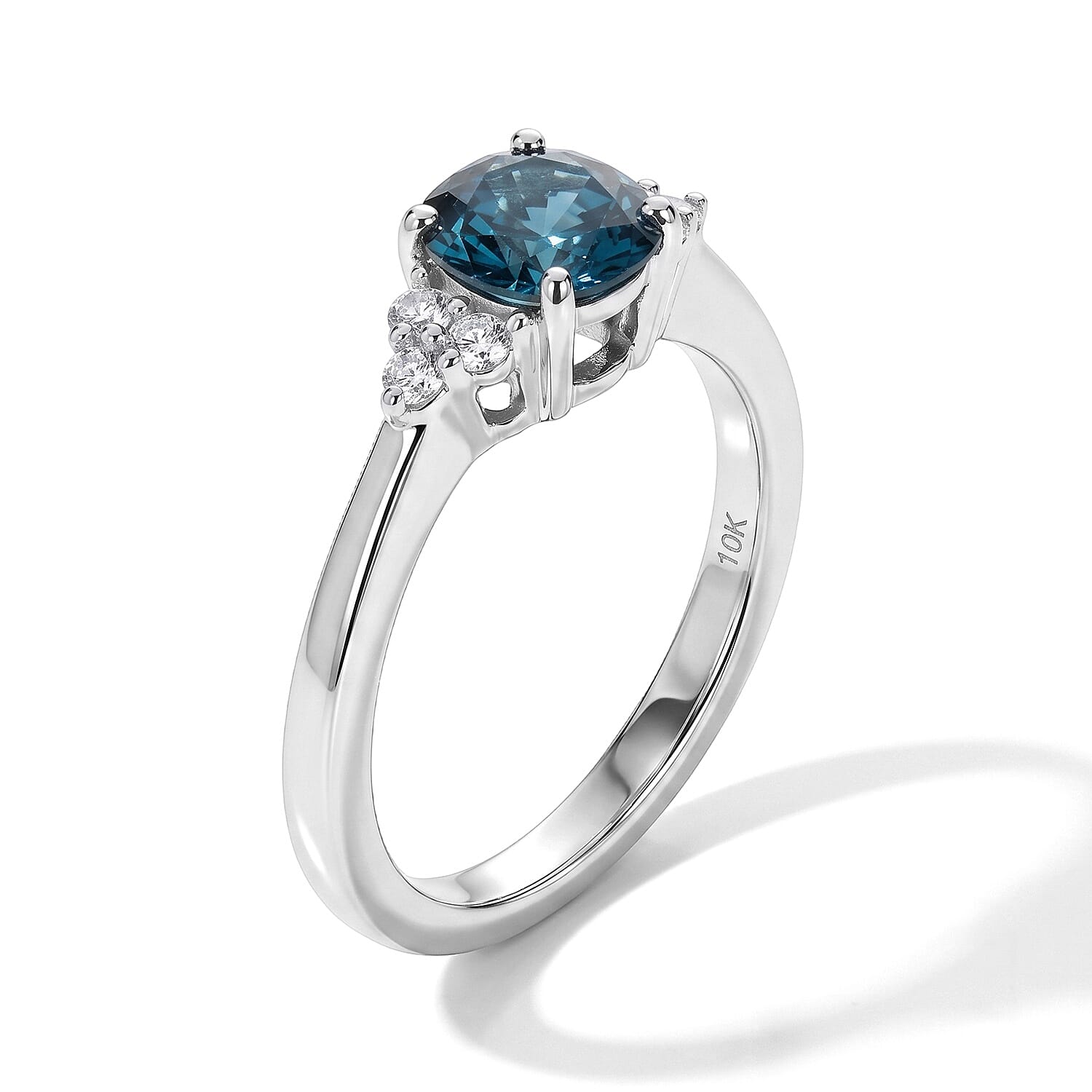 SGL Certified Blue and White Diamond I2-I3 1.20 ctw Azure Crown Ring in 10K White Gold (Size 7.0)