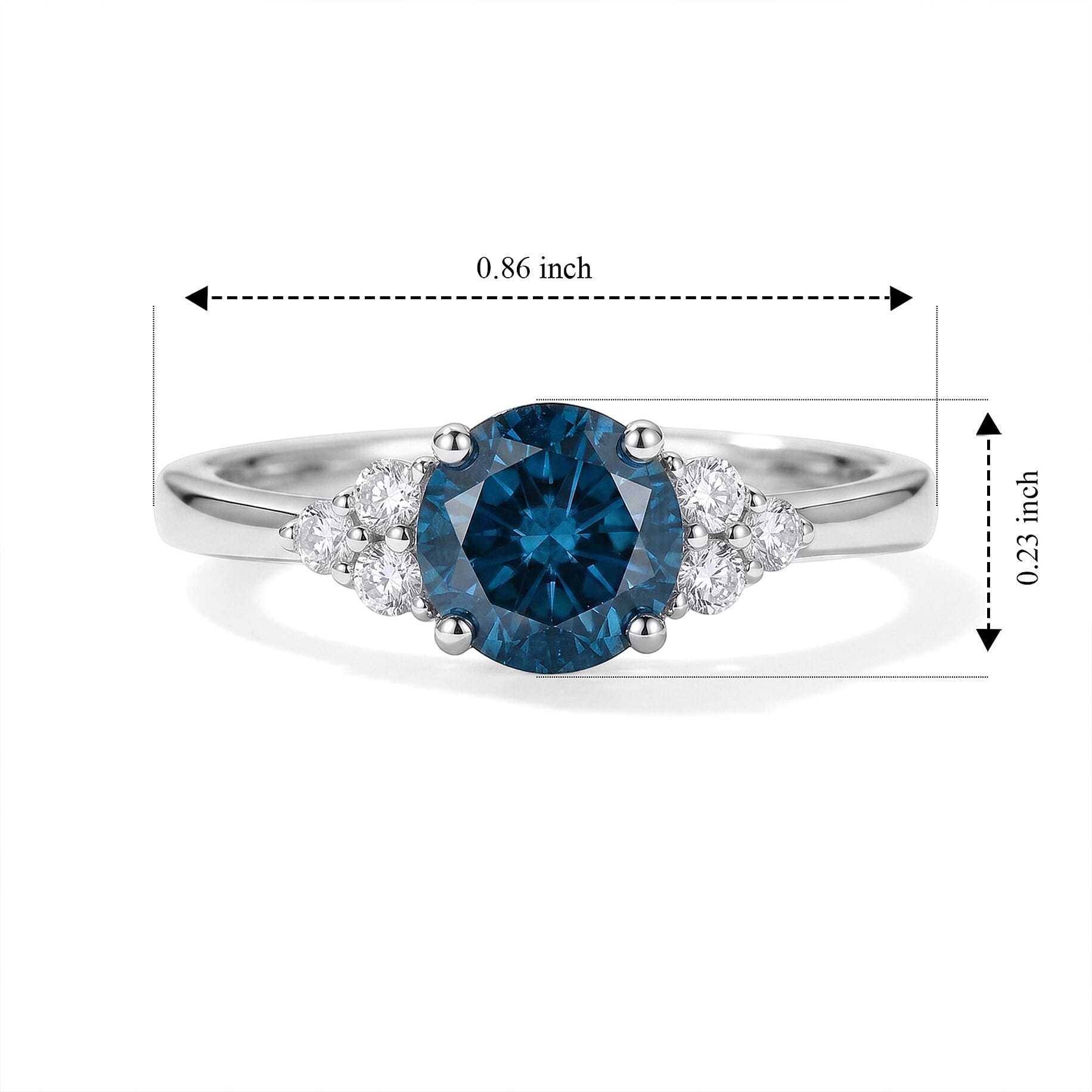 SGL Certified Blue and White Diamond I2-I3 1.20 ctw Azure Crown Ring in 10K White Gold (Size 7.0)