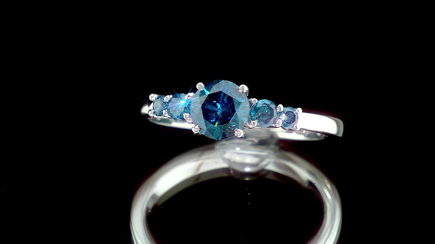 SGL Certified Blue Diamond I3 1.00 ctw Ring in 10K White Gold (Size 6.0)