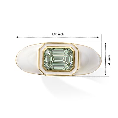 D'Joy Green Moissanite and Enameled 1.75 ctw Men's Ring in 18K Vermeil YG Over Sterling Silver (Size 10)