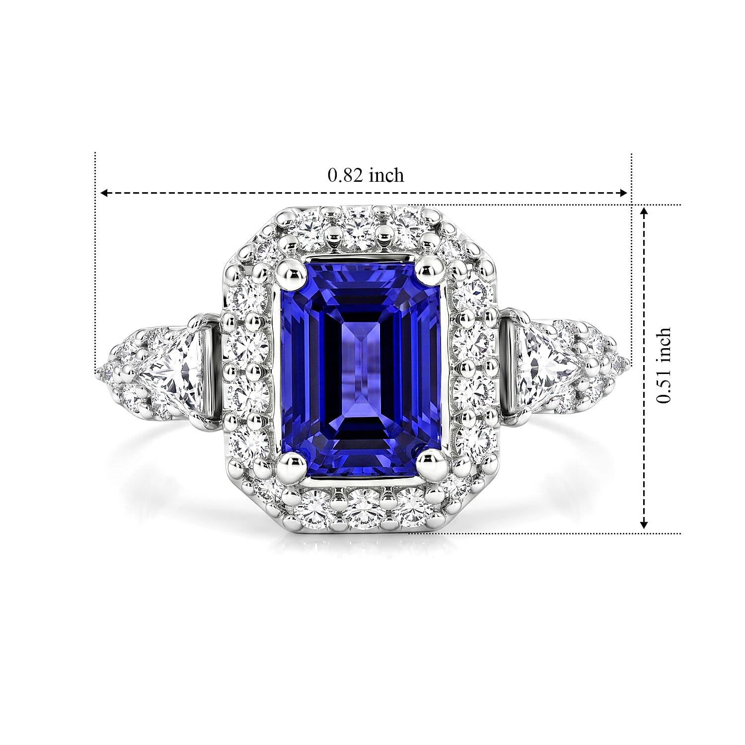 D'Joy Premium Tanzanite, Moissanite  Ring in Rhodium Over Sterling Silver  (Size 6.0) 2.10 ctw