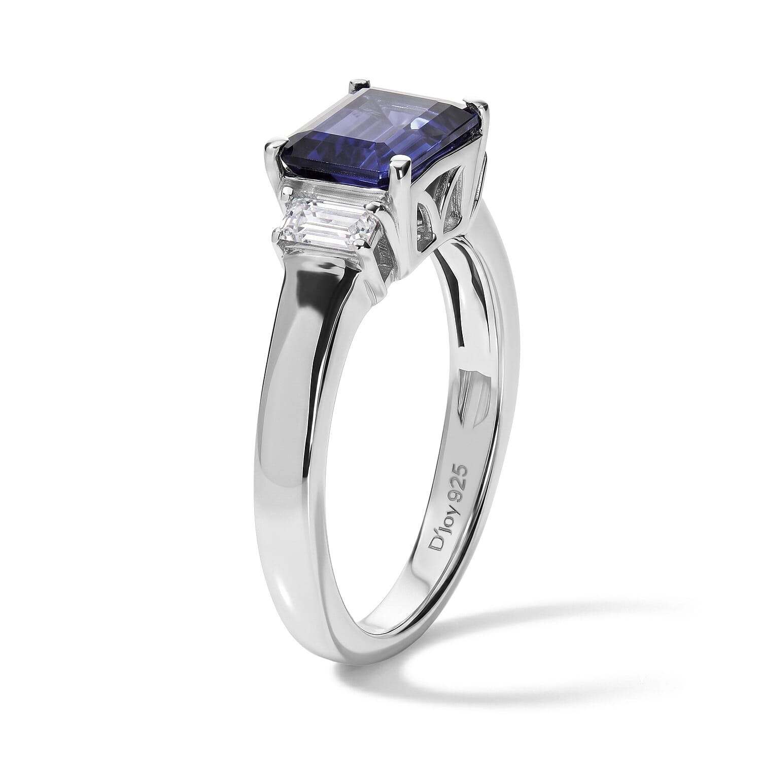 D'Joy Premium Catalina Iolite and Moissanite 1.60 ctw Ring in Rhodium Over Sterling Silver (Size 5.0)