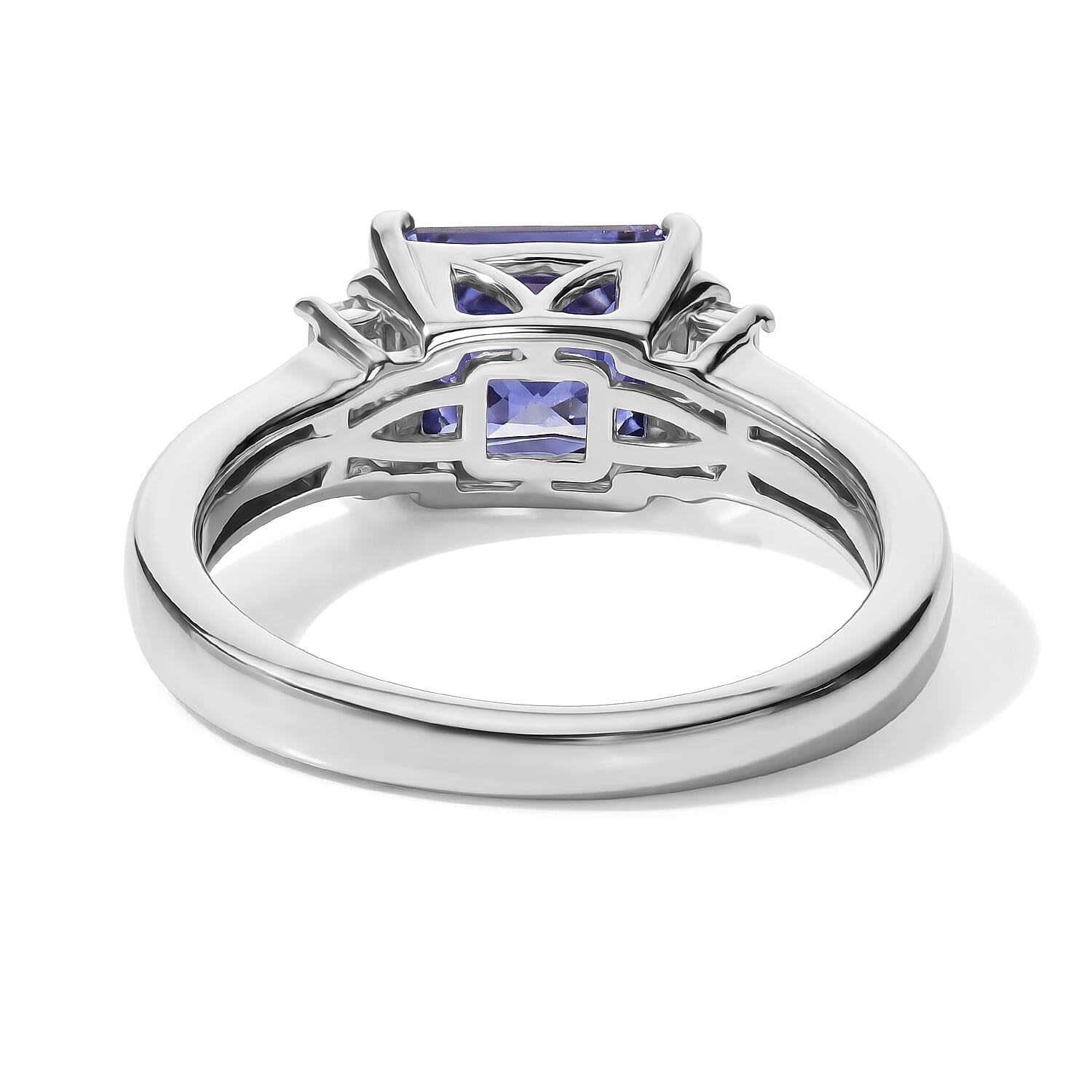 D'Joy Premium Catalina Iolite and Moissanite 1.60 ctw Ring in Rhodium Over Sterling Silver (Size 5.0)