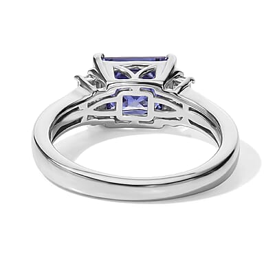 D'Joy Premium Catalina Iolite and Moissanite 1.60 ctw Ring in Rhodium Over Sterling Silver (Size 5.0)