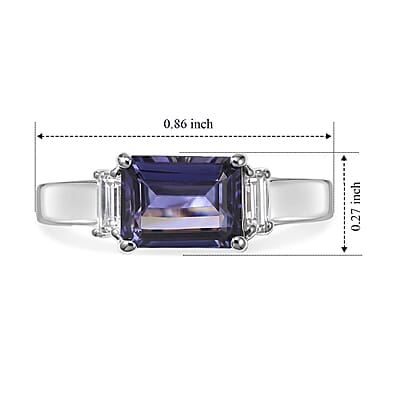 D'Joy Premium Catalina Iolite and Moissanite 1.60 ctw Ring in Rhodium Over Sterling Silver (Size 5.0)