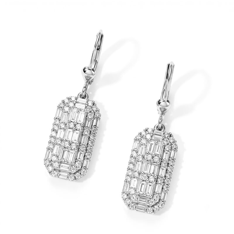 Luxuriant Lab Grown Diamond G-H SI 1.60 ctw Cluster Earrings in Rhodium Over Sterling Silver