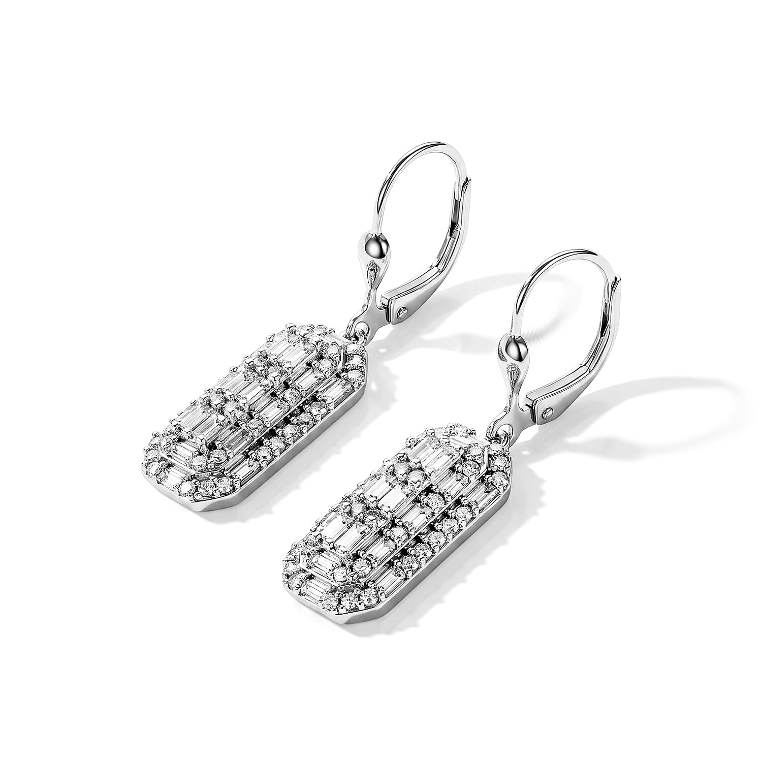 Luxuriant Lab Grown Diamond G-H SI 1.60 ctw Cluster Earrings in Rhodium Over Sterling Silver