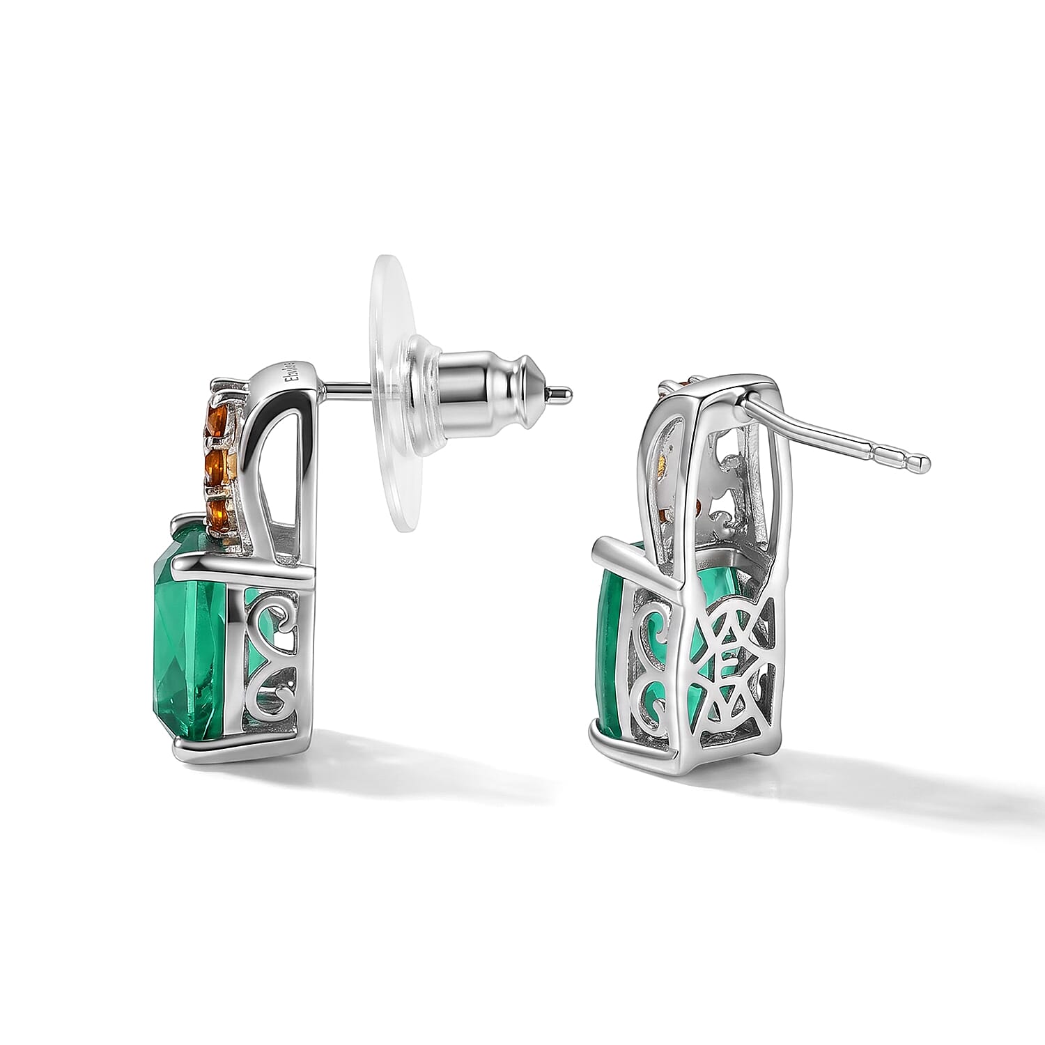 EverTrue Emeraldine Triplet Quartz and Mozambique Garnet 5.10 ctw Earrings in 18K YG Plated and Platinum Bond
