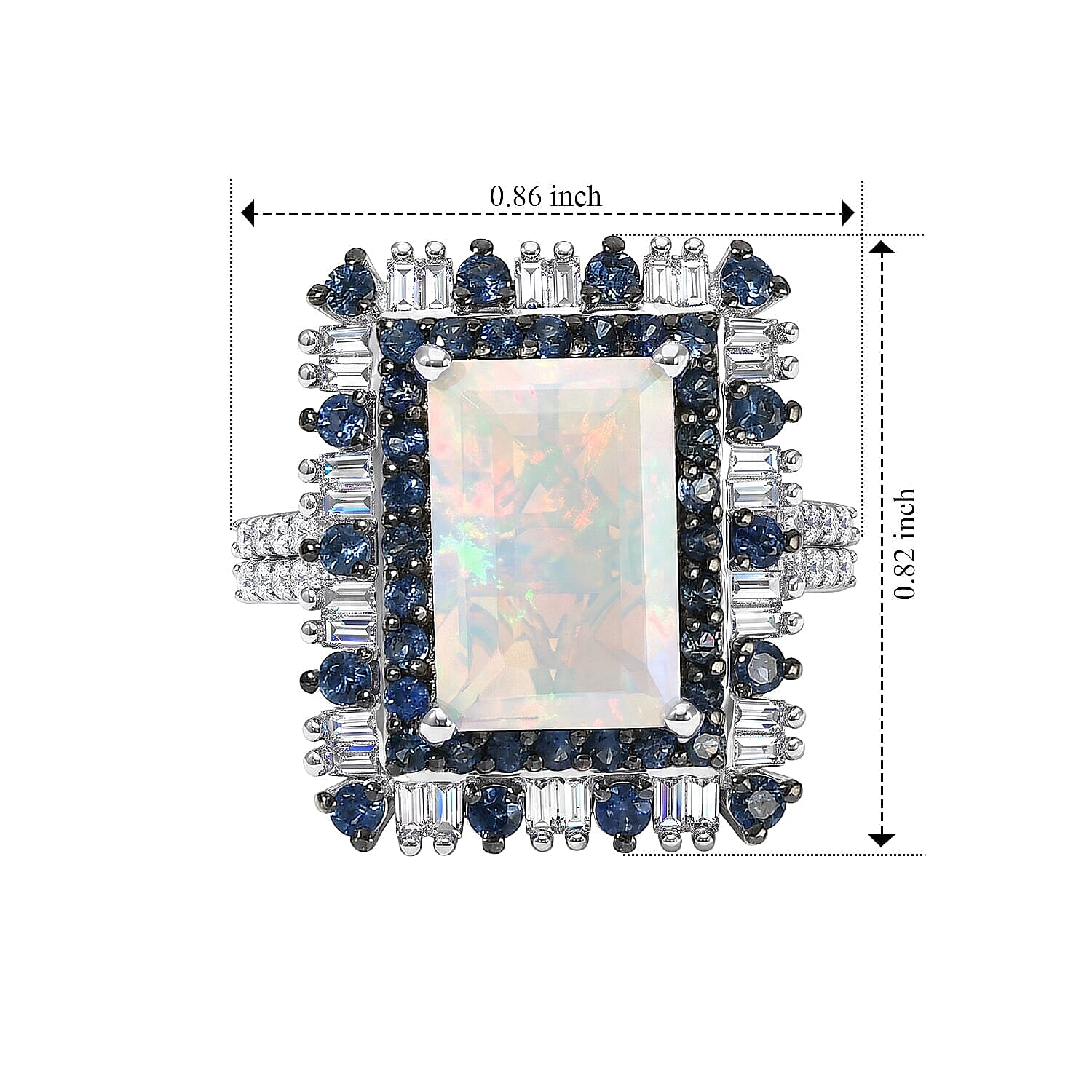 D'Joy Premium Ethiopian Welo Opal, Multi Gemstone Ring in Rhodium Over Sterling Silver (Size 5.0) 3.90 ctw