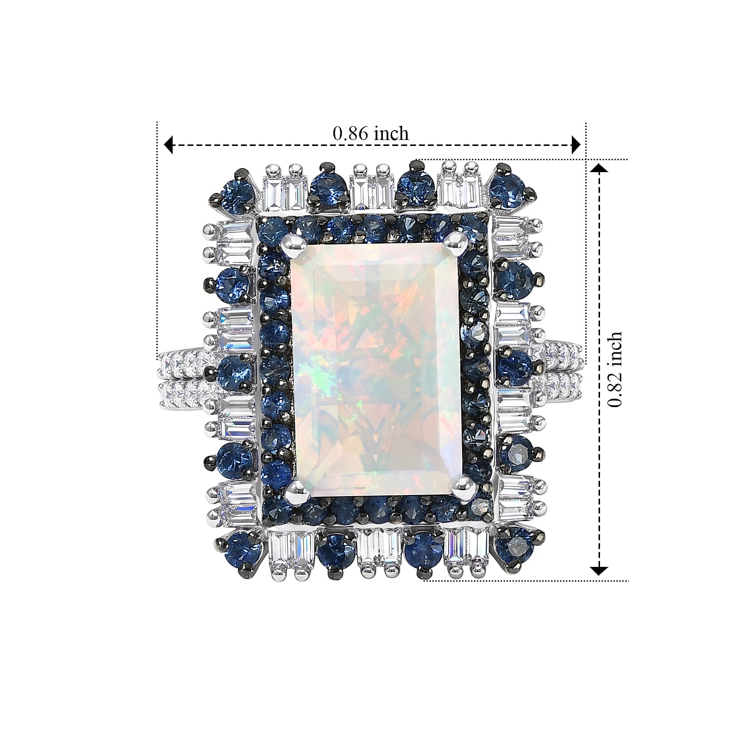 D'Joy Premium Ethiopian Welo Opal and Multi Gemstone 3.90 ctw Ring in Rhodium Over Sterling Silver (Size 6.0)