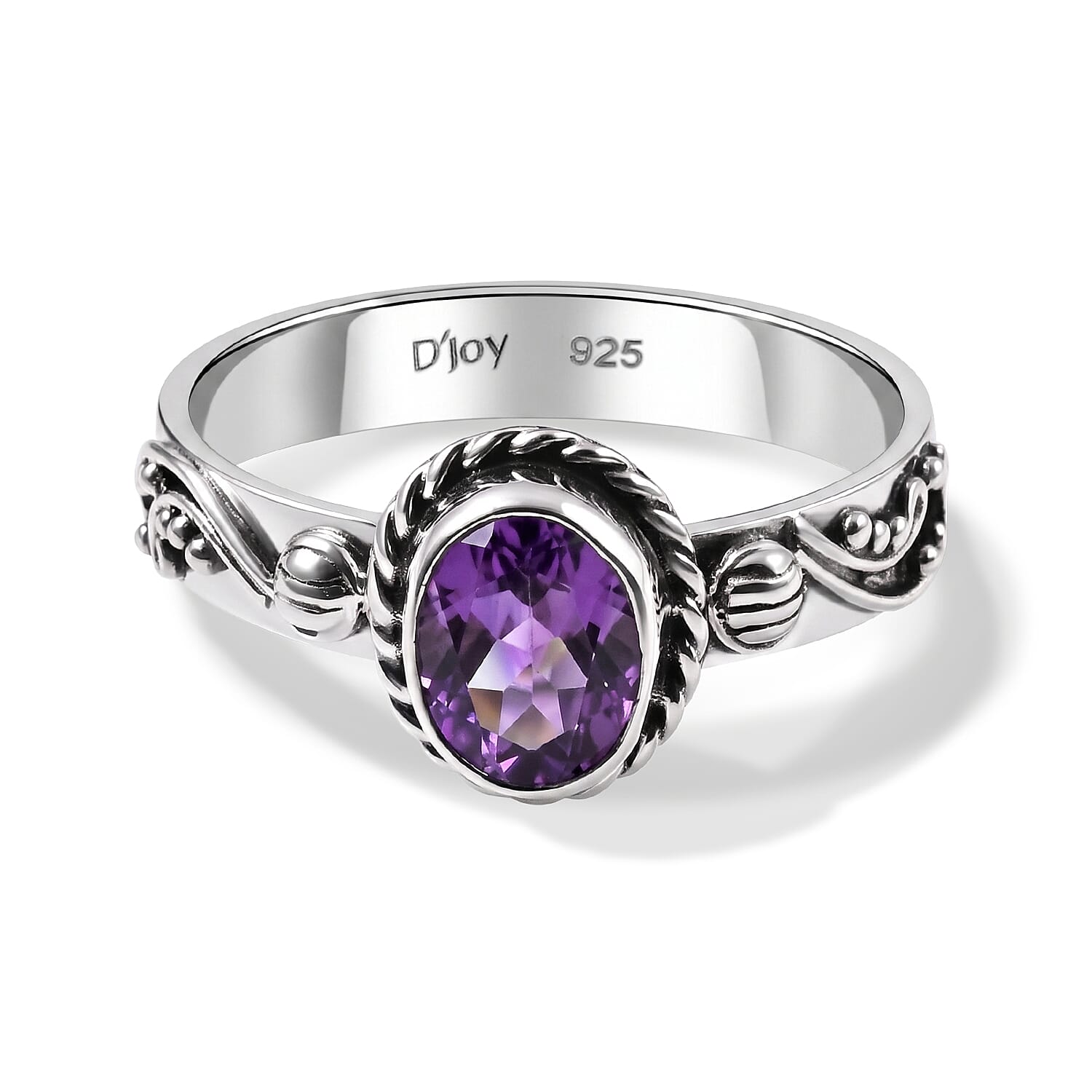 D'Joy Bali Legacy African Amethyst 1.15 ctw Ring in Sterling Silver (Size 5.0)