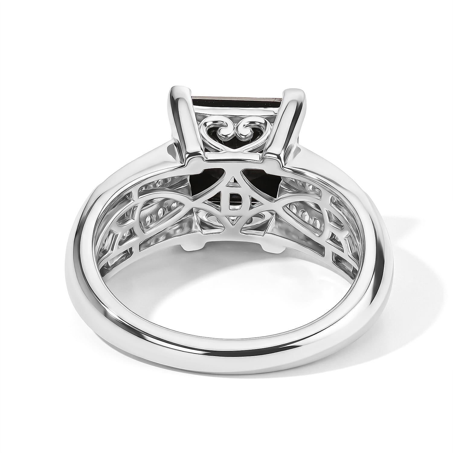 D'Joy Black and White Moissanite 3.00 ctw Ring in Rhodium Over Sterling Silver (Size 6.0)
