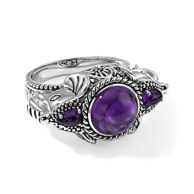 Sajen Silver African Amethyst 4.60 ctw Ring in Sterling Silver (Size  5.0)