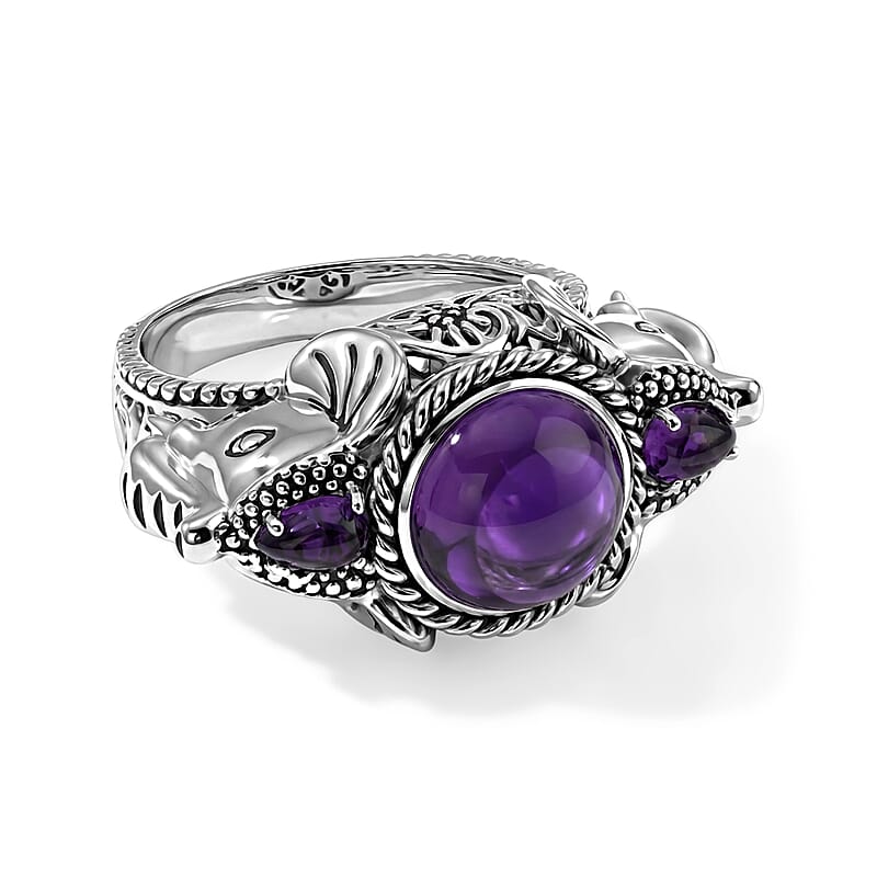 Sajen Silver African Amethyst 4.60 ctw Ring in Sterling Silver (Size  5.0)