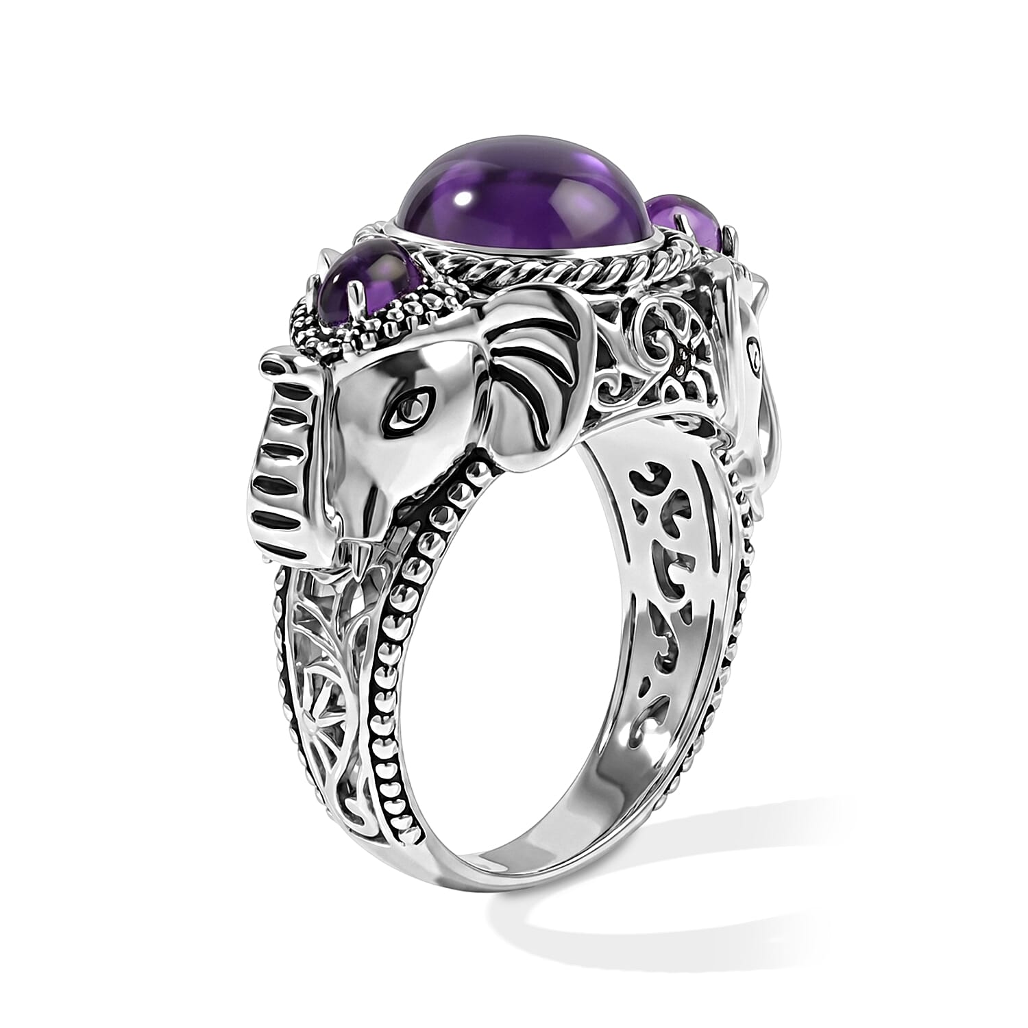 Sajen Silver African Amethyst 4.60 ctw Ring in Sterling Silver (Size  5.0)