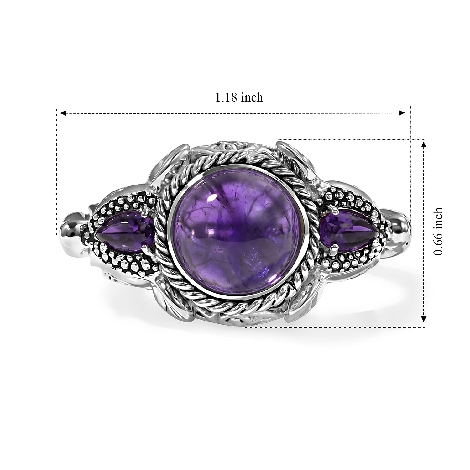 Sajen Silver African Amethyst 4.60 ctw Ring in Sterling Silver (Size  5.0)