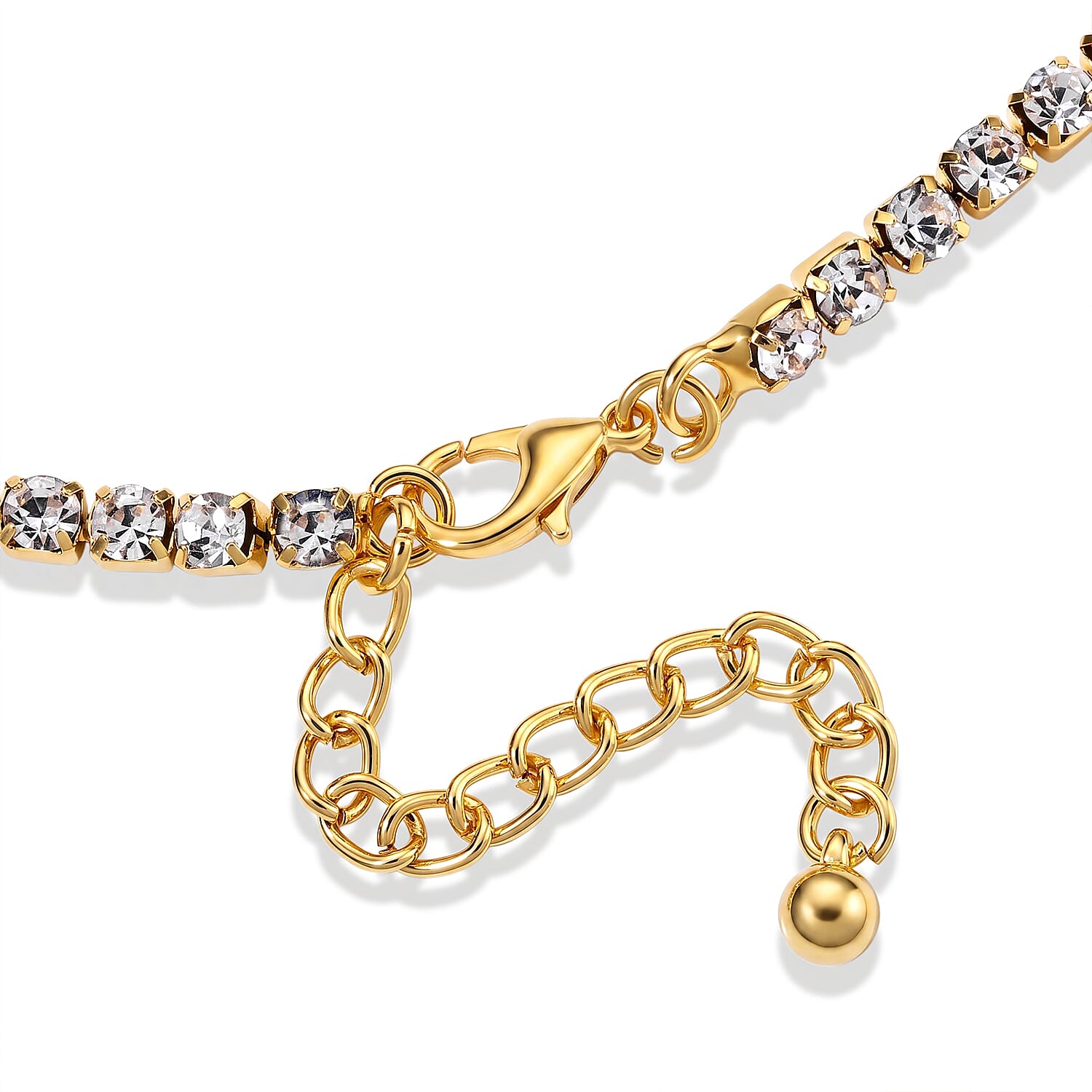 Austrian Crystal Tennis Necklace (21.50-23.50) in 18K YG Plated