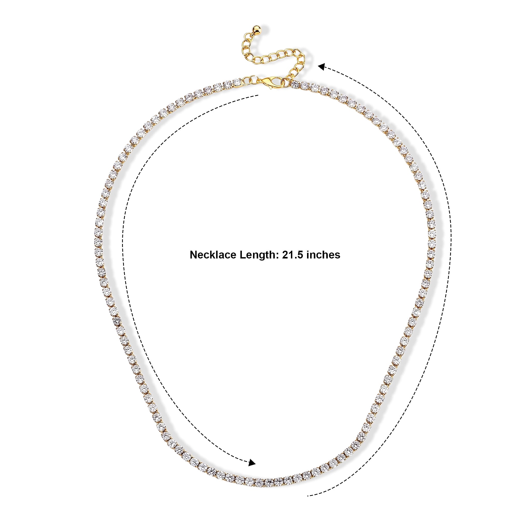 Austrian Crystal Tennis Necklace (21.50-23.50) in 18K YG Plated