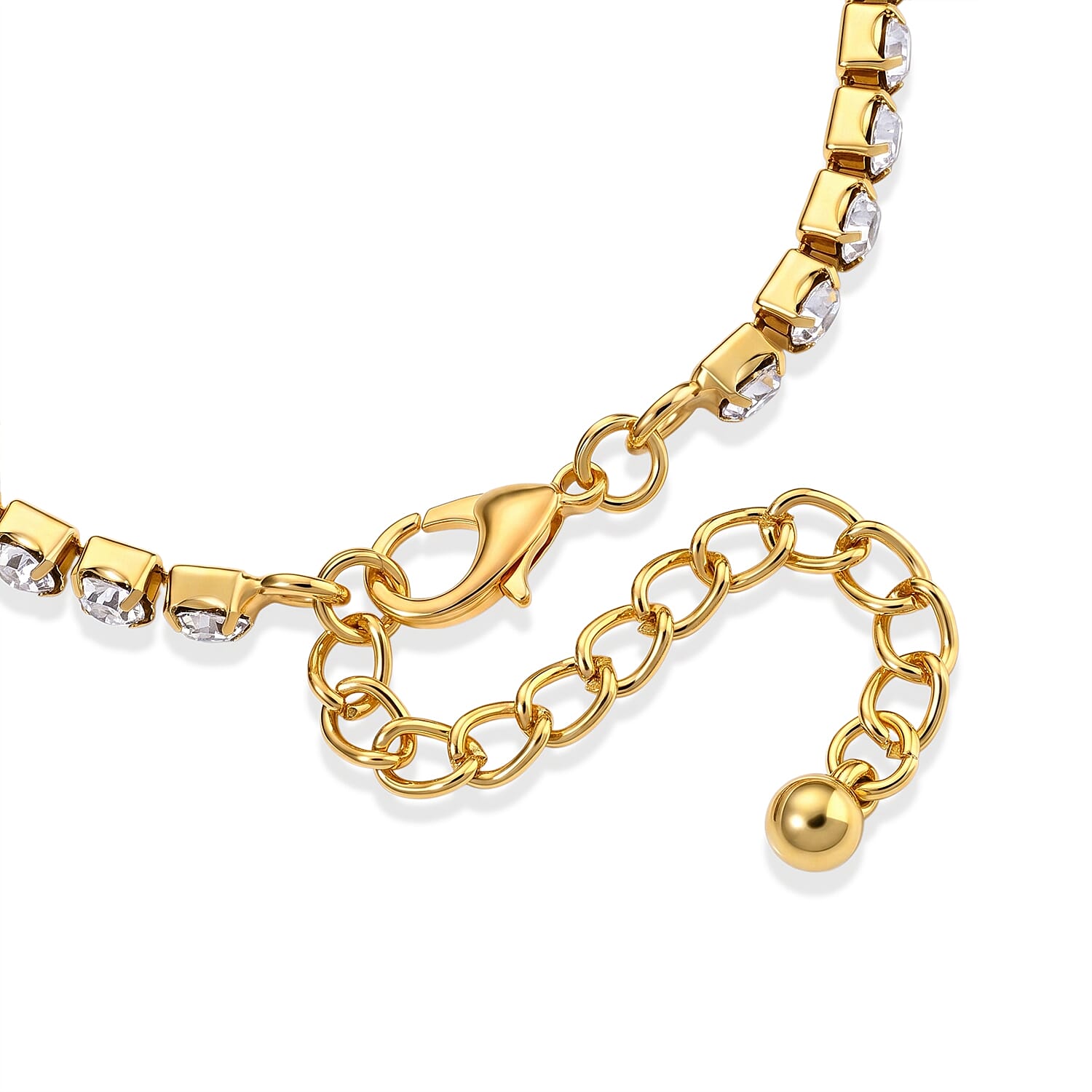 Austrian Crystal Tennis Bracelet in 18K YG Plated (7.75-9.75In)