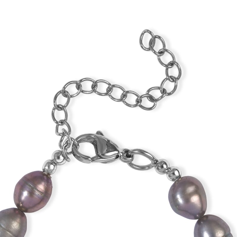 EverTrue Milky Austrian Crystal and Peacock Pearl Bracelet in Stainless Steel (7.25-9.25In)