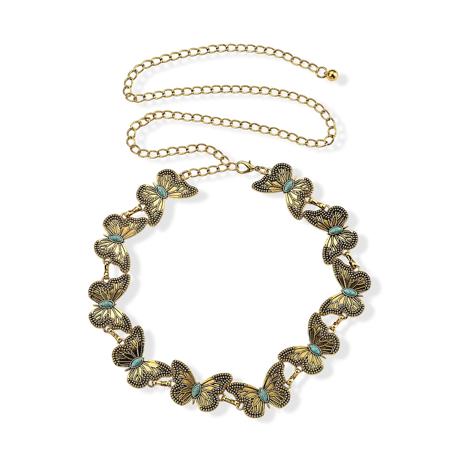 Howlite Butterly Belt in Goldtone