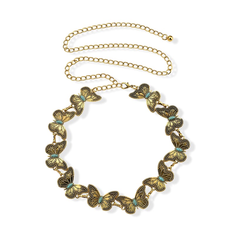 Howlite Butterly Belt in Goldtone